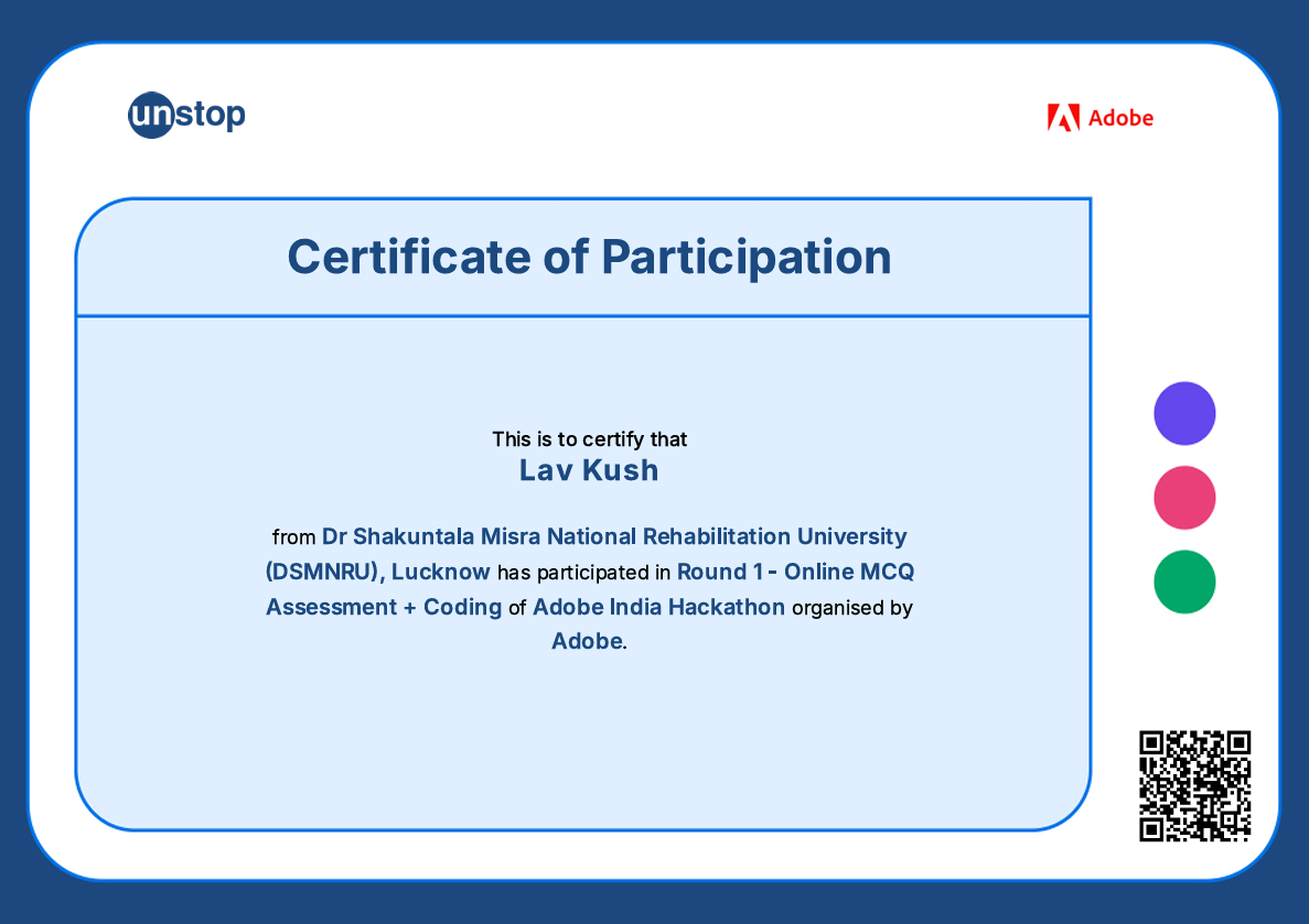 Adobe Hackathon Certificate
