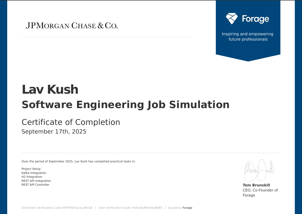 Certificate of Job Simulation