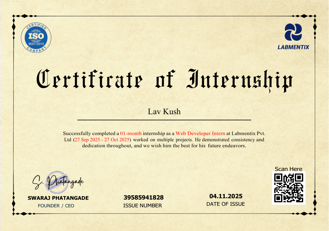 Certificate of internship