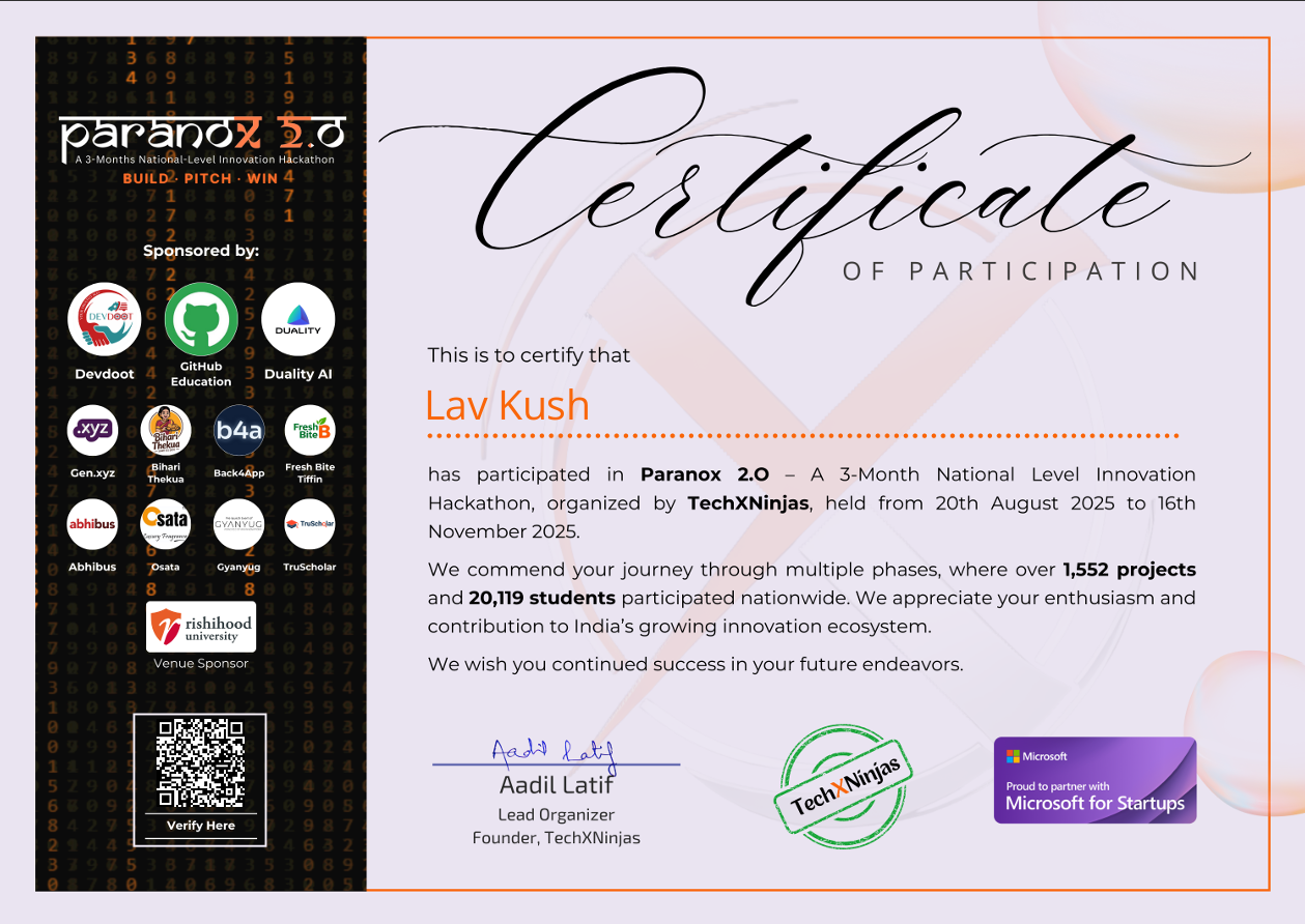 Paranox 2.0 Certificate